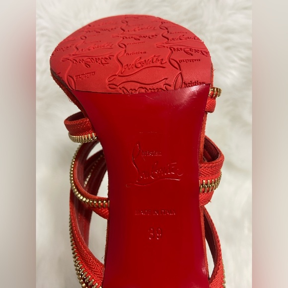 Christian Louboutin 39 Eu. Zip Up Open Toe Dress Sandal Heel - Picture 2 of 6